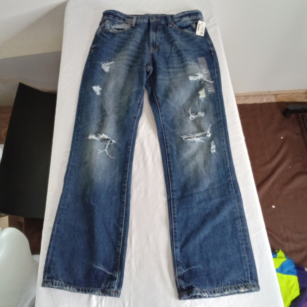 AERO Real Original Denim Men's NWT Distressed Blue Jeans 29x30 Loose $56.95